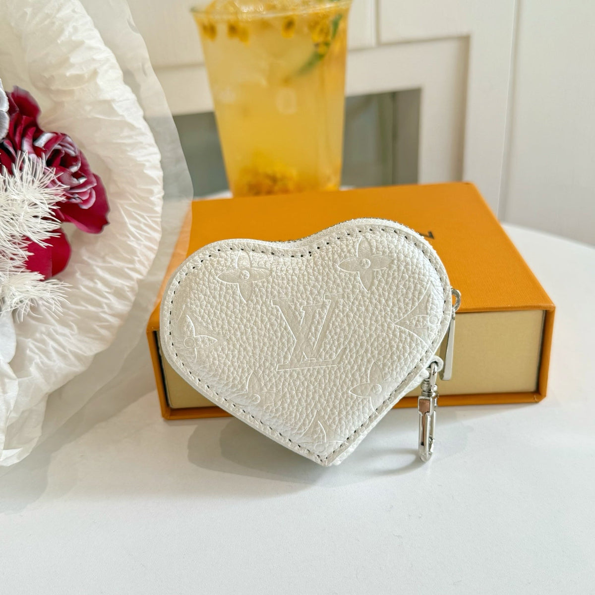 LV Heart Bag Charm Leather