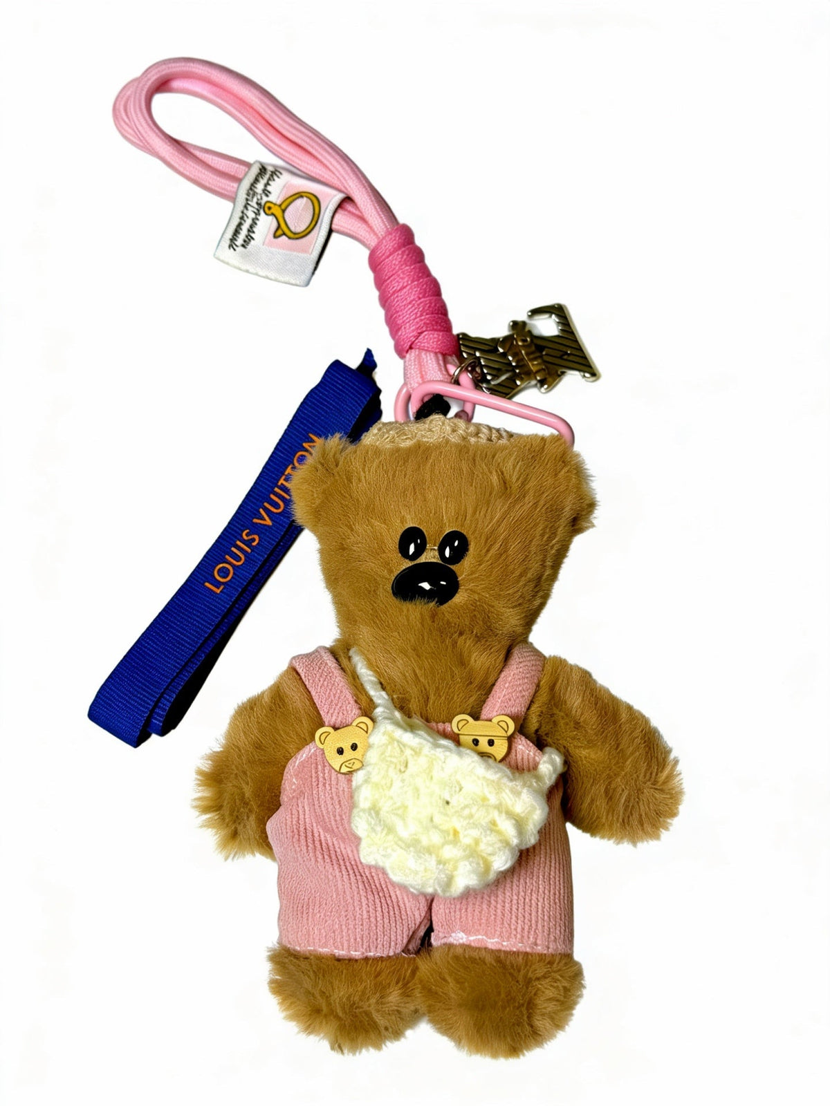 LV Plush Bear Black and Pink Charm