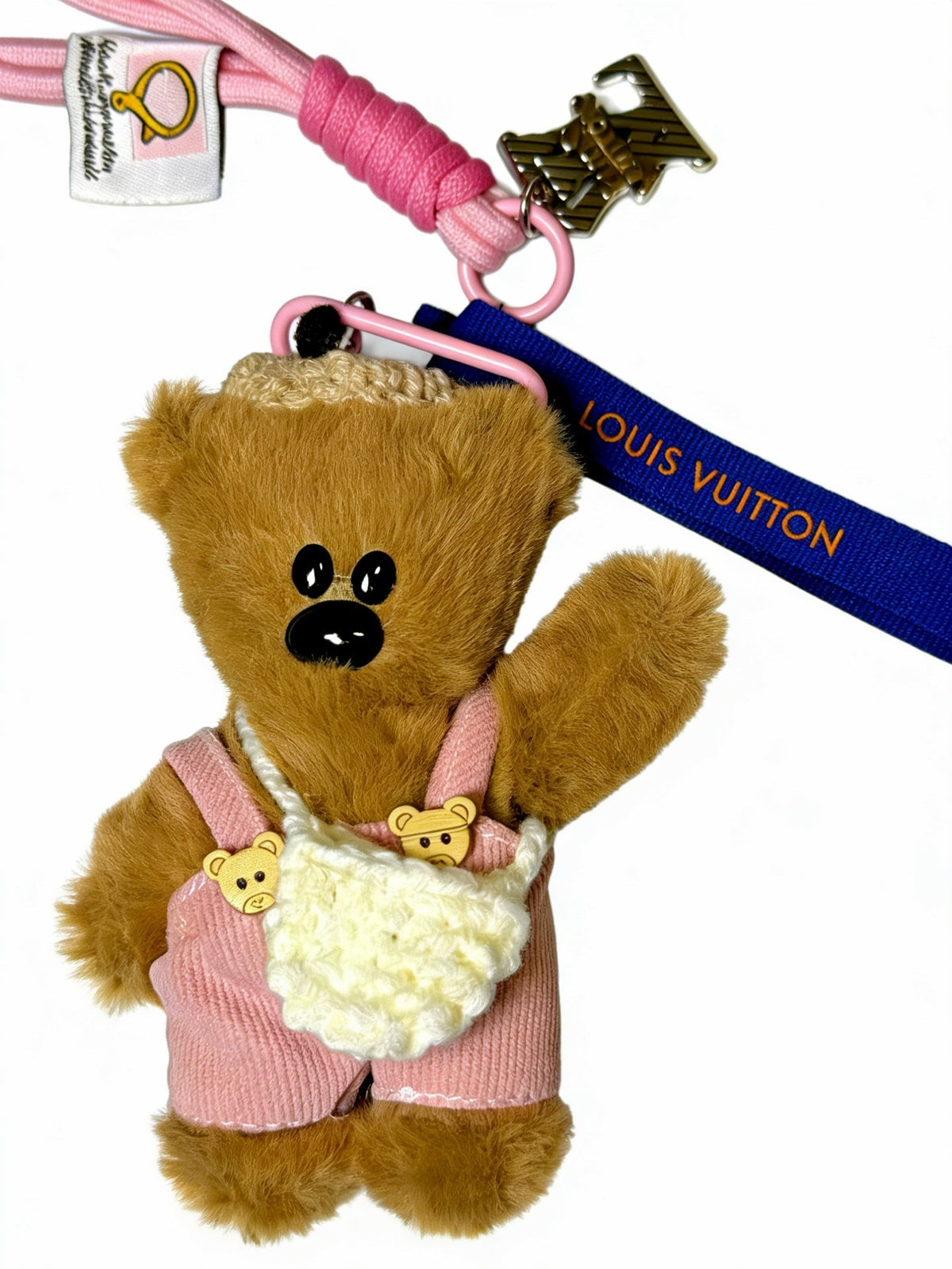 LV Plush Bear Black and Pink Charm