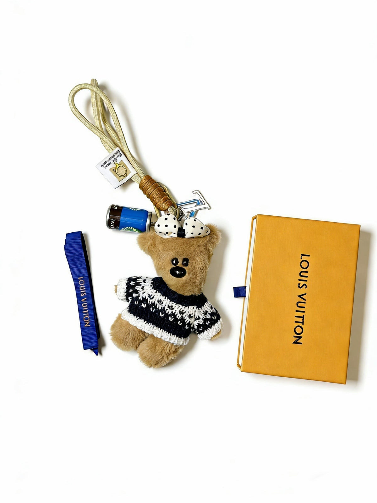 LV Plush Bear Black and Pink Charm
