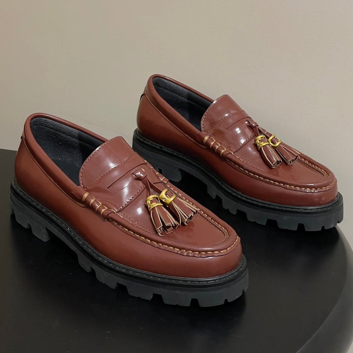 Celine 2026 Tassel Loafers Patent Leather 773497
