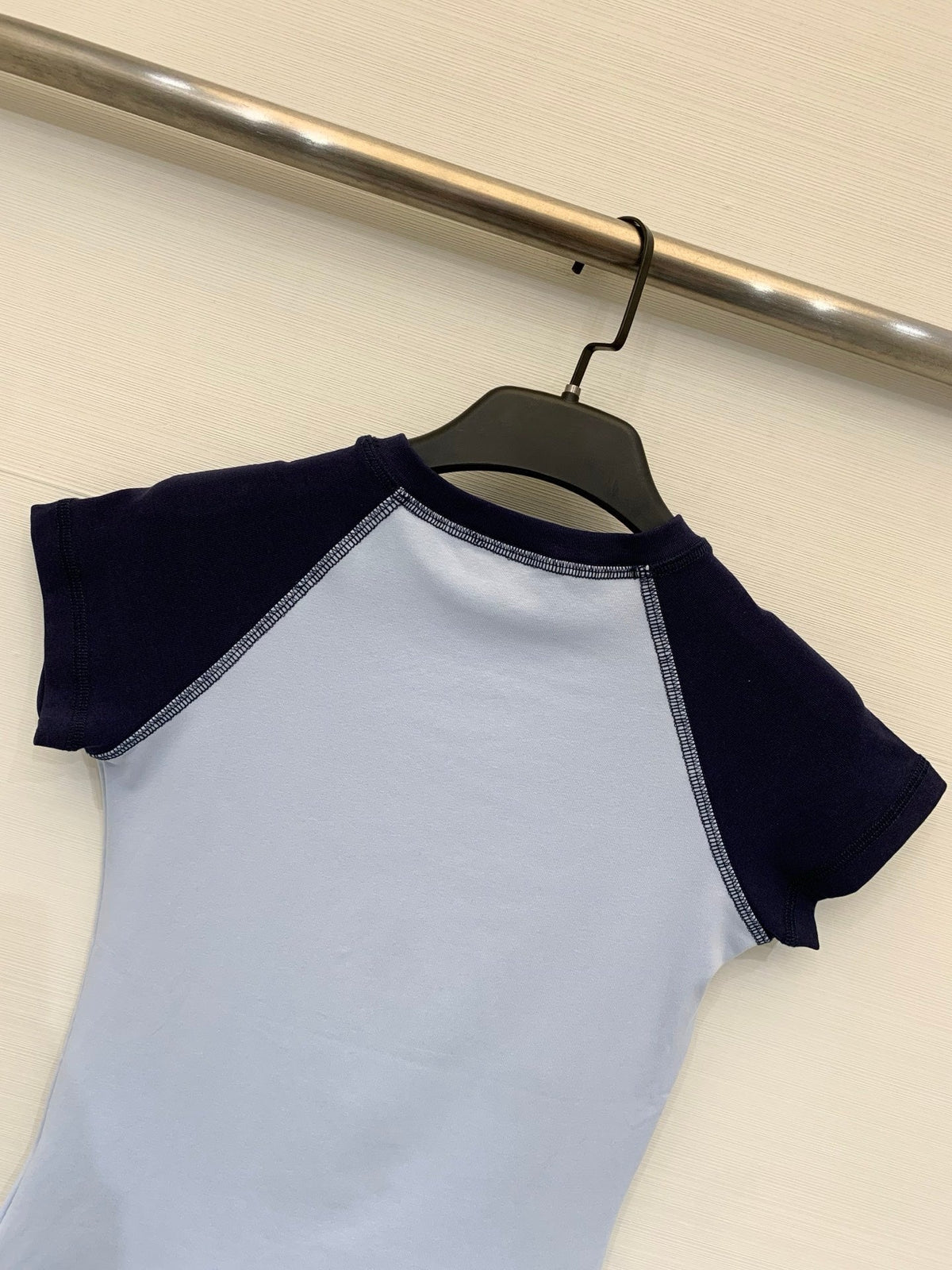 Chanel 2026 Short-Sleeve T-Shirt White Grey And Blue Cotton Fabric