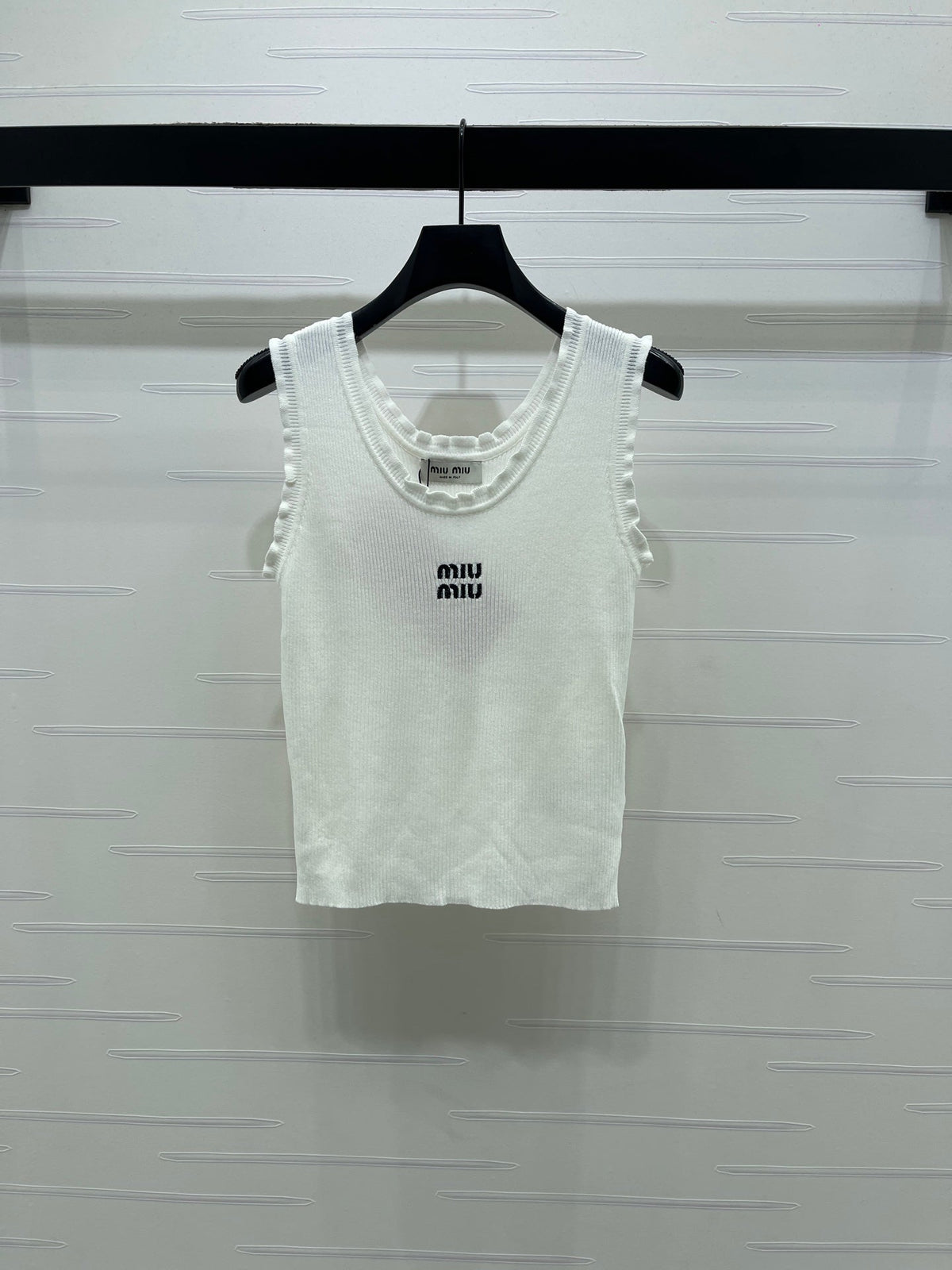 Miumiu 2026 Lace-trimmed Camisole Knit Vest Wool Tencel