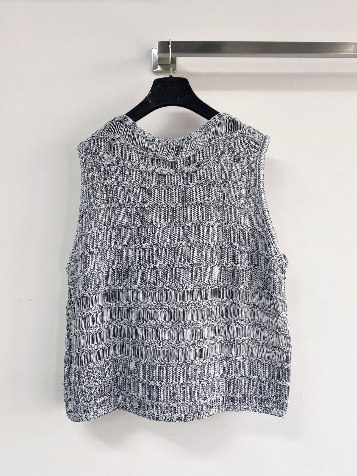 Chanel 2026 Hollow-Out Vest Black and Gray Viscose Nylon