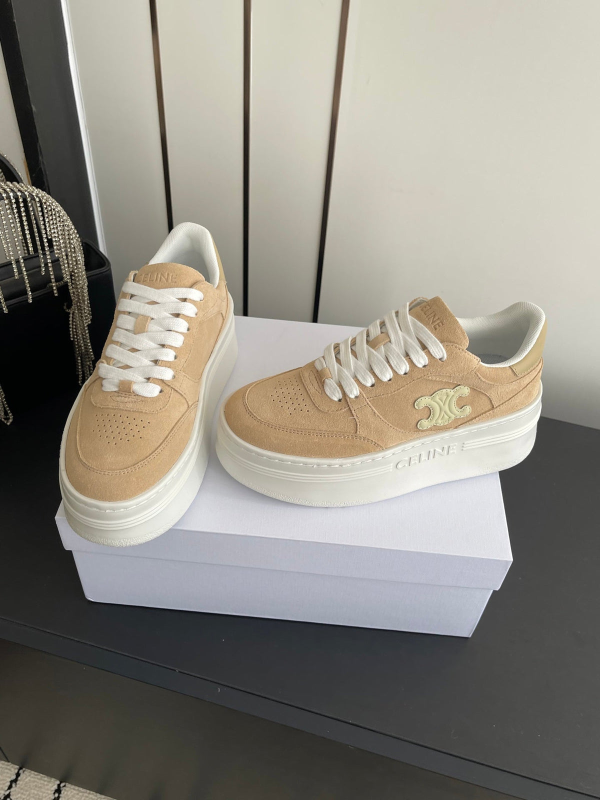 Celine 2026 Block Wedge Sneaker Suede Cowhide 847806
