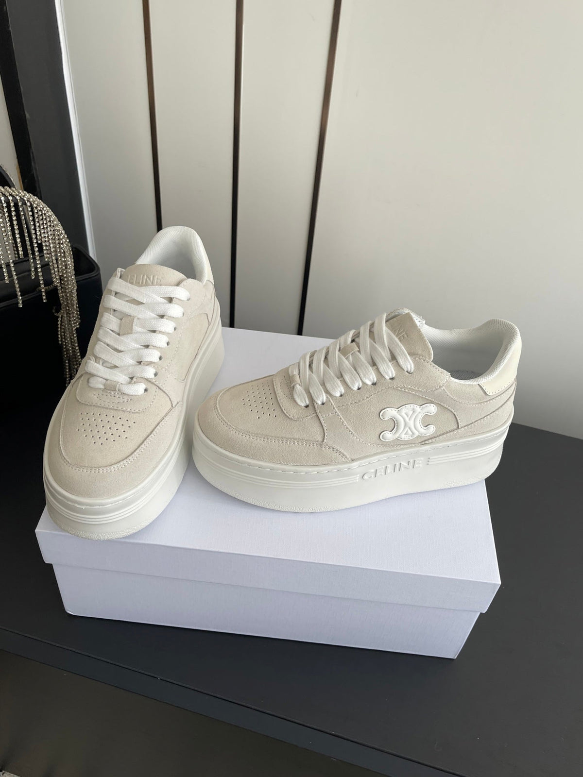 Celine 2026 Block Wedge Sneaker Suede Cowhide 847806