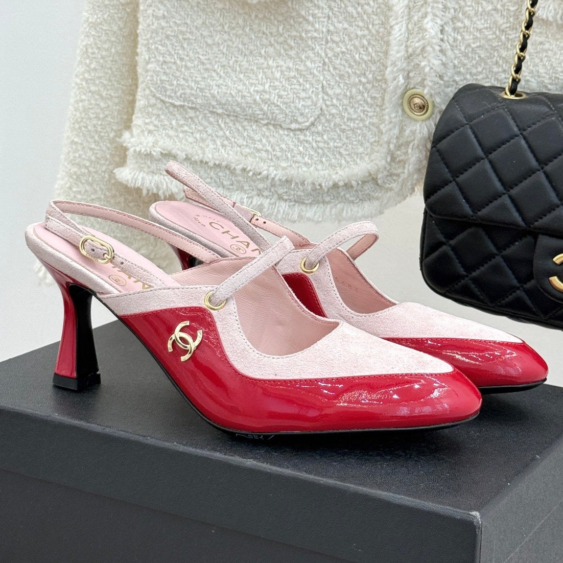 Chanel 2026 Two-Tone Slingback 70mm Suede Leather 671567