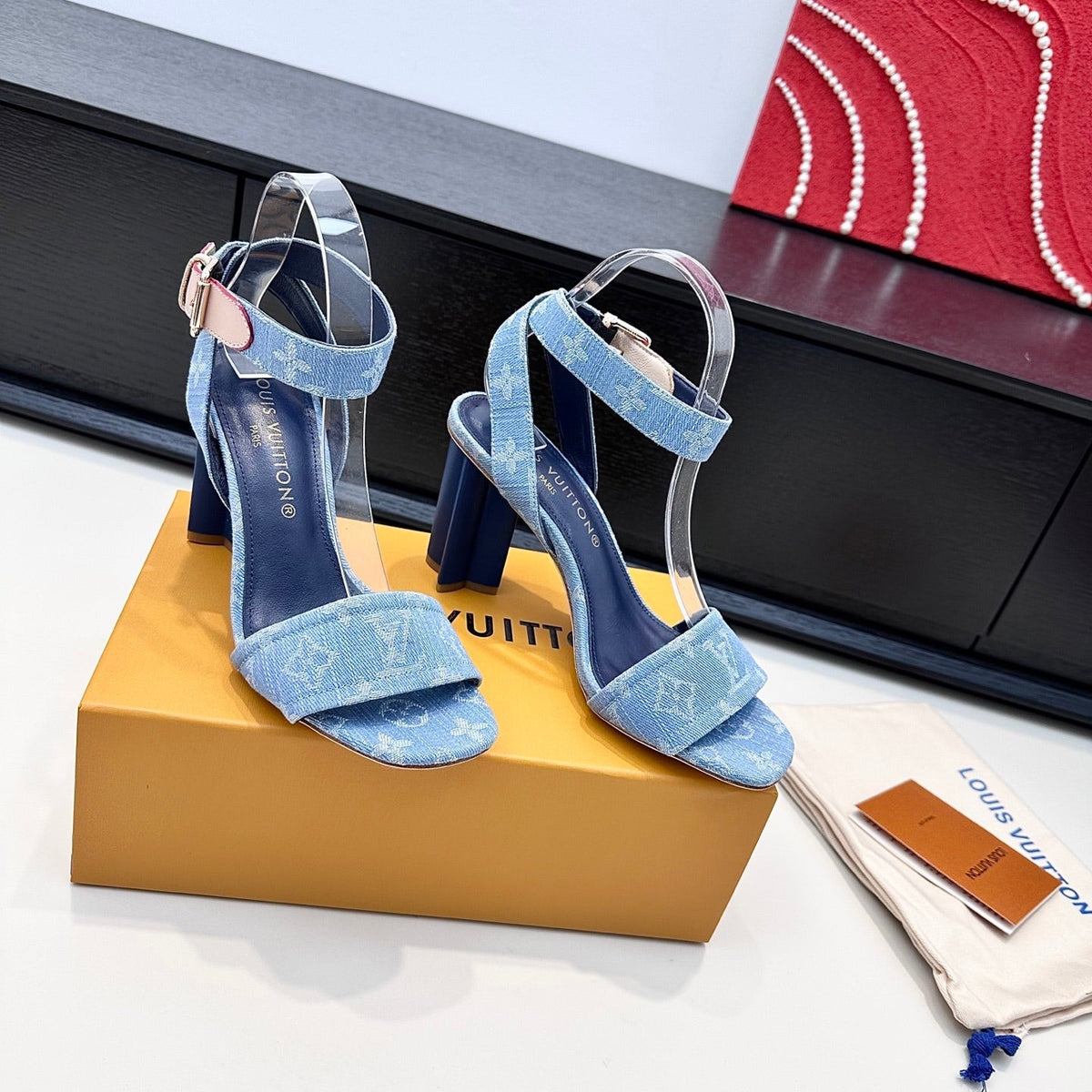 Louis Vuitton 2026 Silhouette Sandals 85mm Monogram Denim Leather 786865