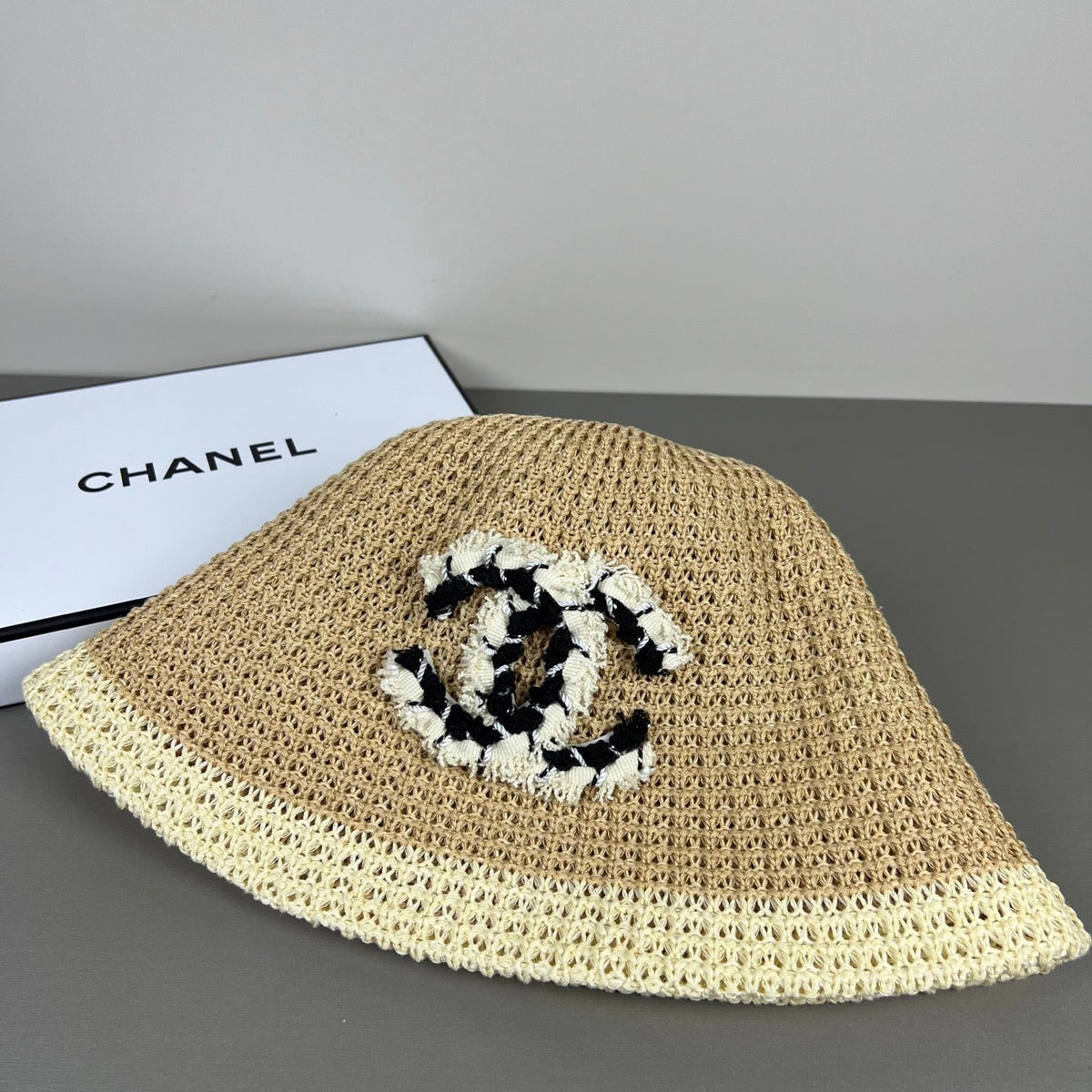 Chanel Knitted Lace Bucket Hat Wool 237353