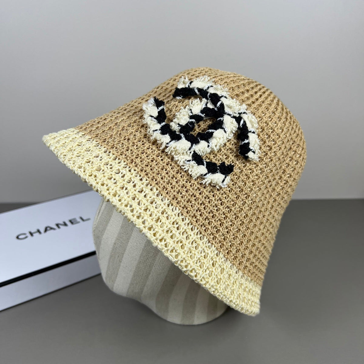 Chanel Knitted Lace Bucket Hat Wool 237353