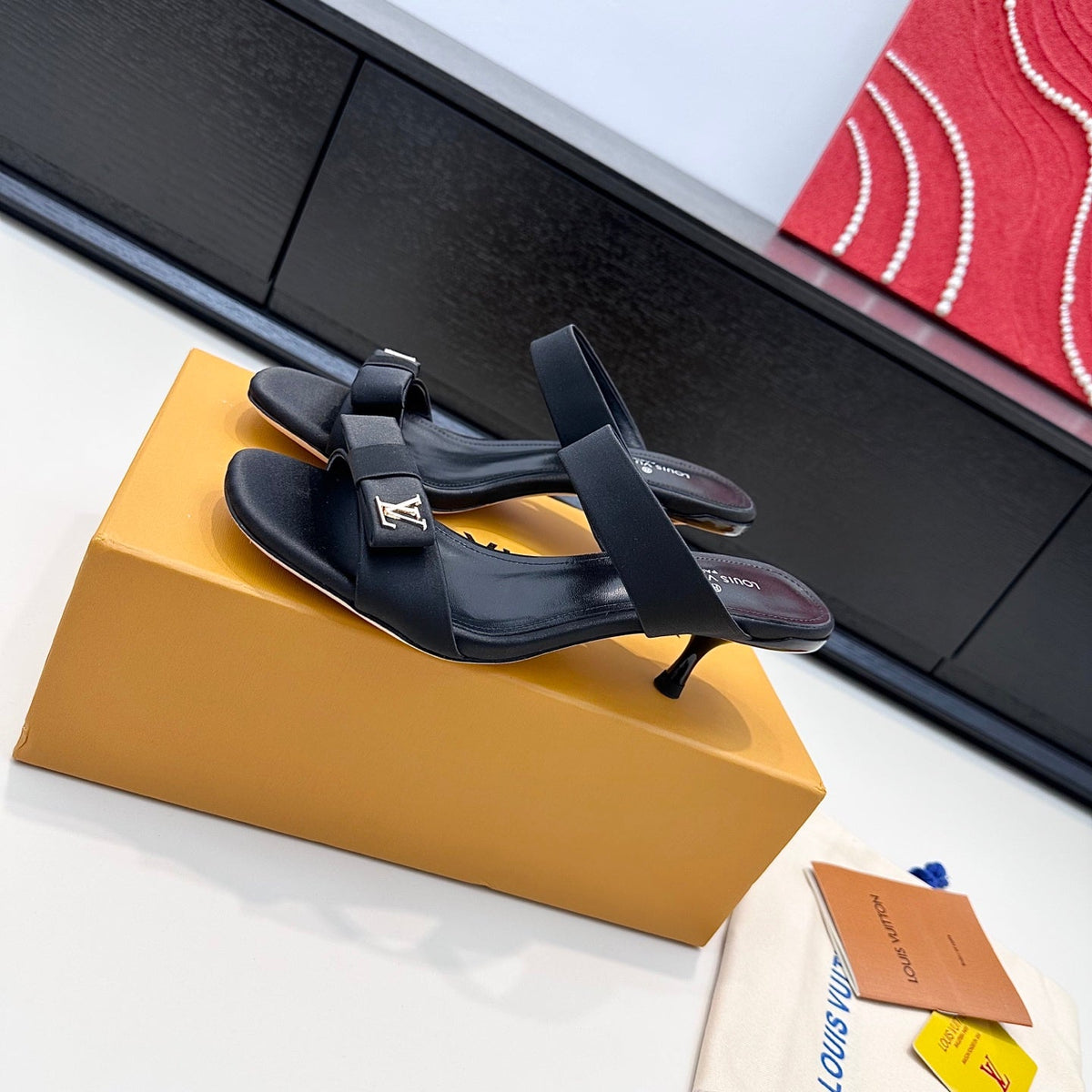 Louis Vuitton 2026 High-Heeled Sandals 55mm Silk Bow Leather 786957