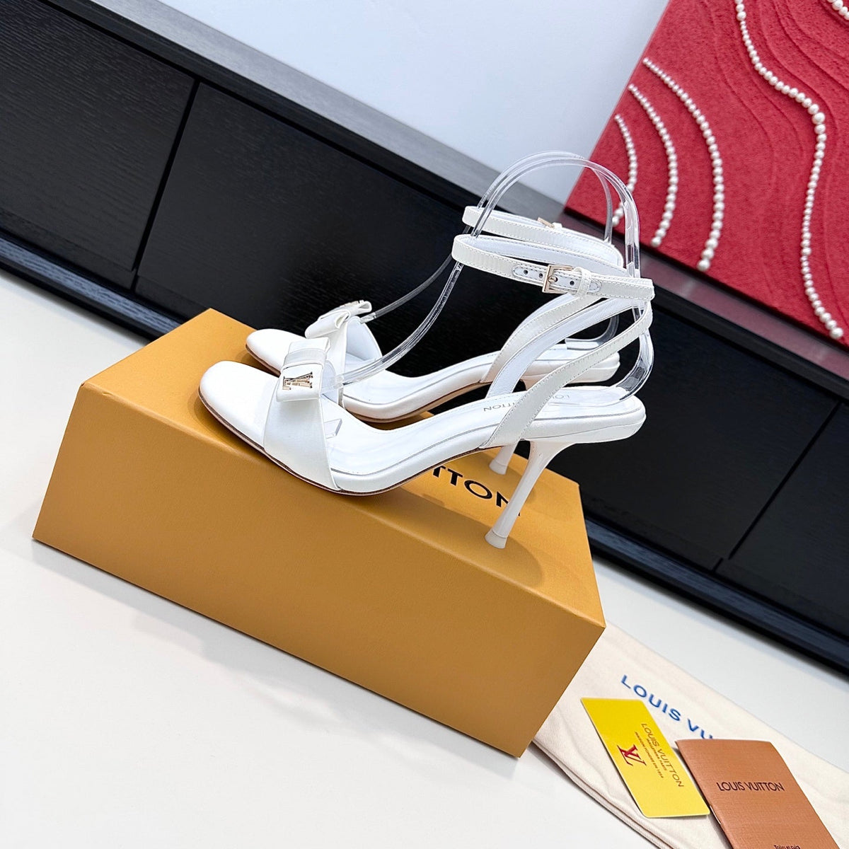 Louis Vuitton 2026 6AM High-Heeled Sandals 90mm Silk Bow Leather 786956