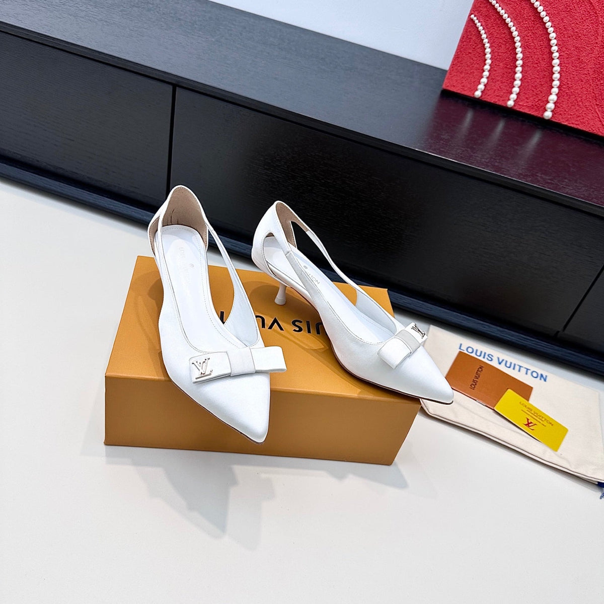 Louis Vuitton 2026 6AM Pumps 45mm Cut-Out Sides Silk Bow Leather 786930