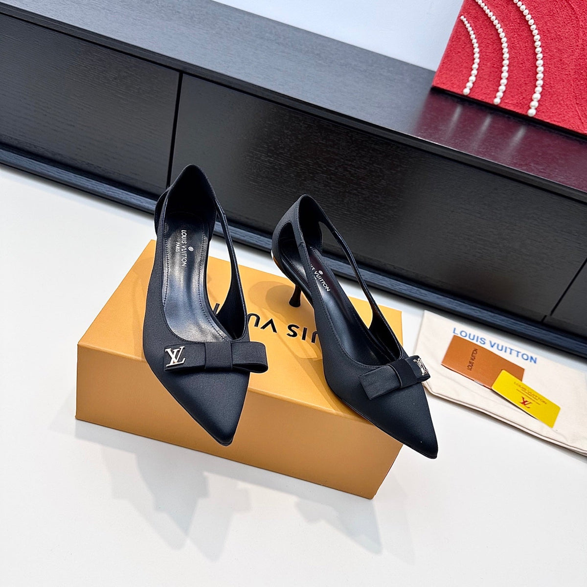 Louis Vuitton 2026 6AM Pumps 45mm Cut-Out Sides Silk Bow Leather 786930