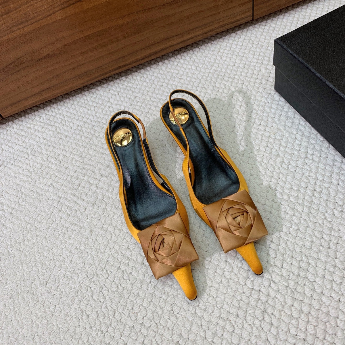 YSL 2026 Slingback Pumps 55mm Rose Silk Sheepskin 792777