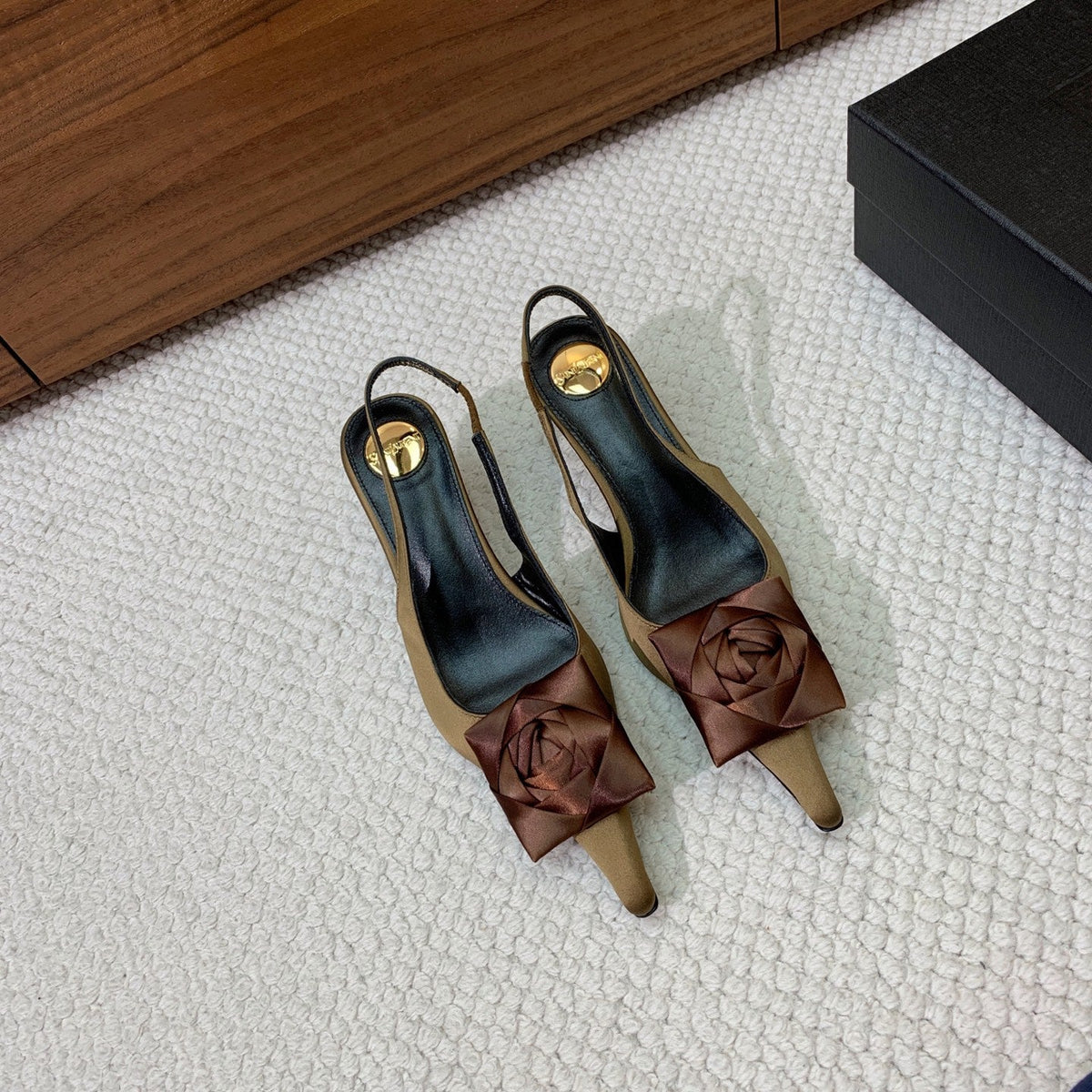 YSL 2026 Slingback Pumps 55mm Rose Silk Sheepskin 792777