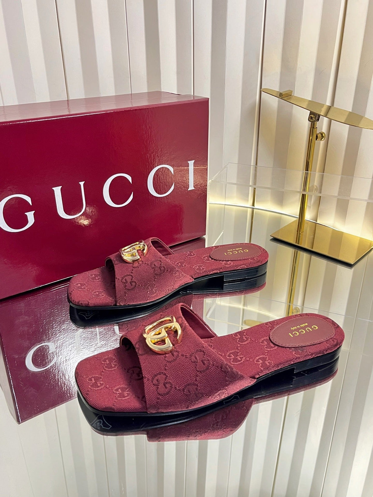 Gucci 2026 Slipper Double G Logo Canvas 768126