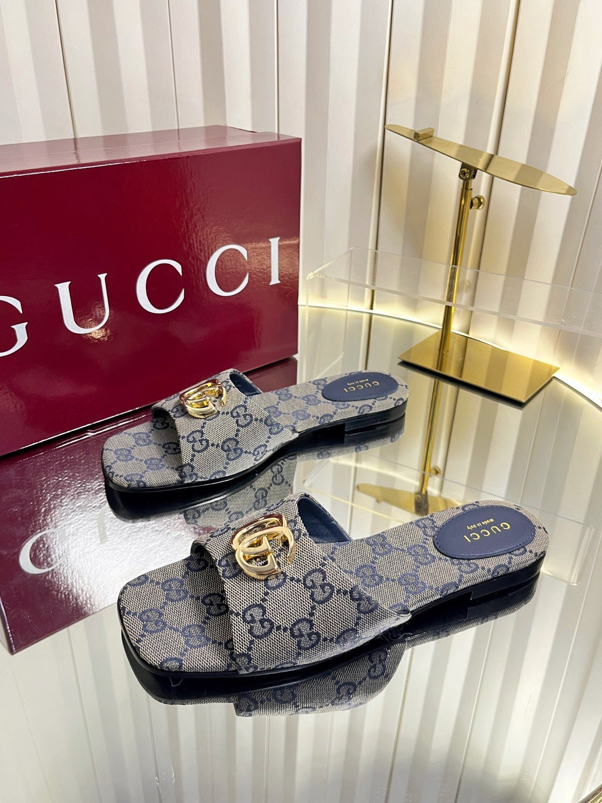 Gucci 2026 Slipper Double G Logo Canvas 768126