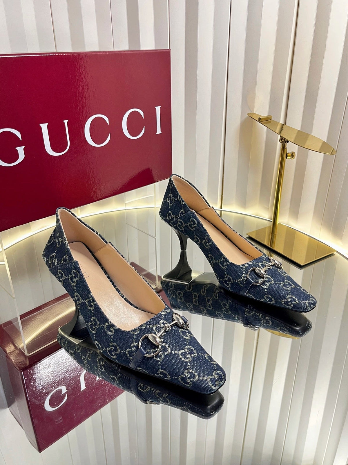 Gucci 2026 GG Vittoria Pumps 60mm Canvas Leather 768134