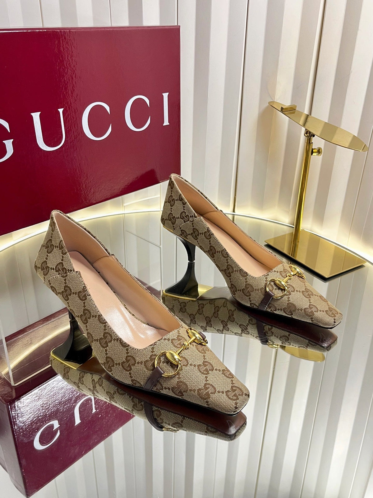 Gucci 2026 GG Vittoria Pumps 60mm Canvas Leather 768134