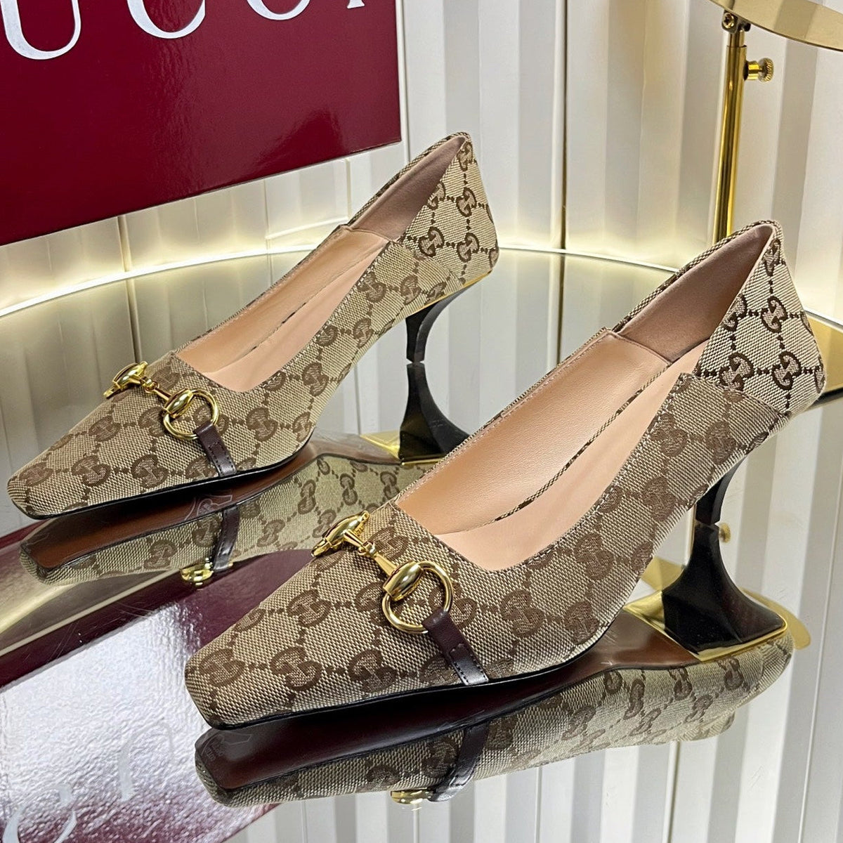Gucci 2026 GG Vittoria Pumps 60mm Canvas Leather 768134