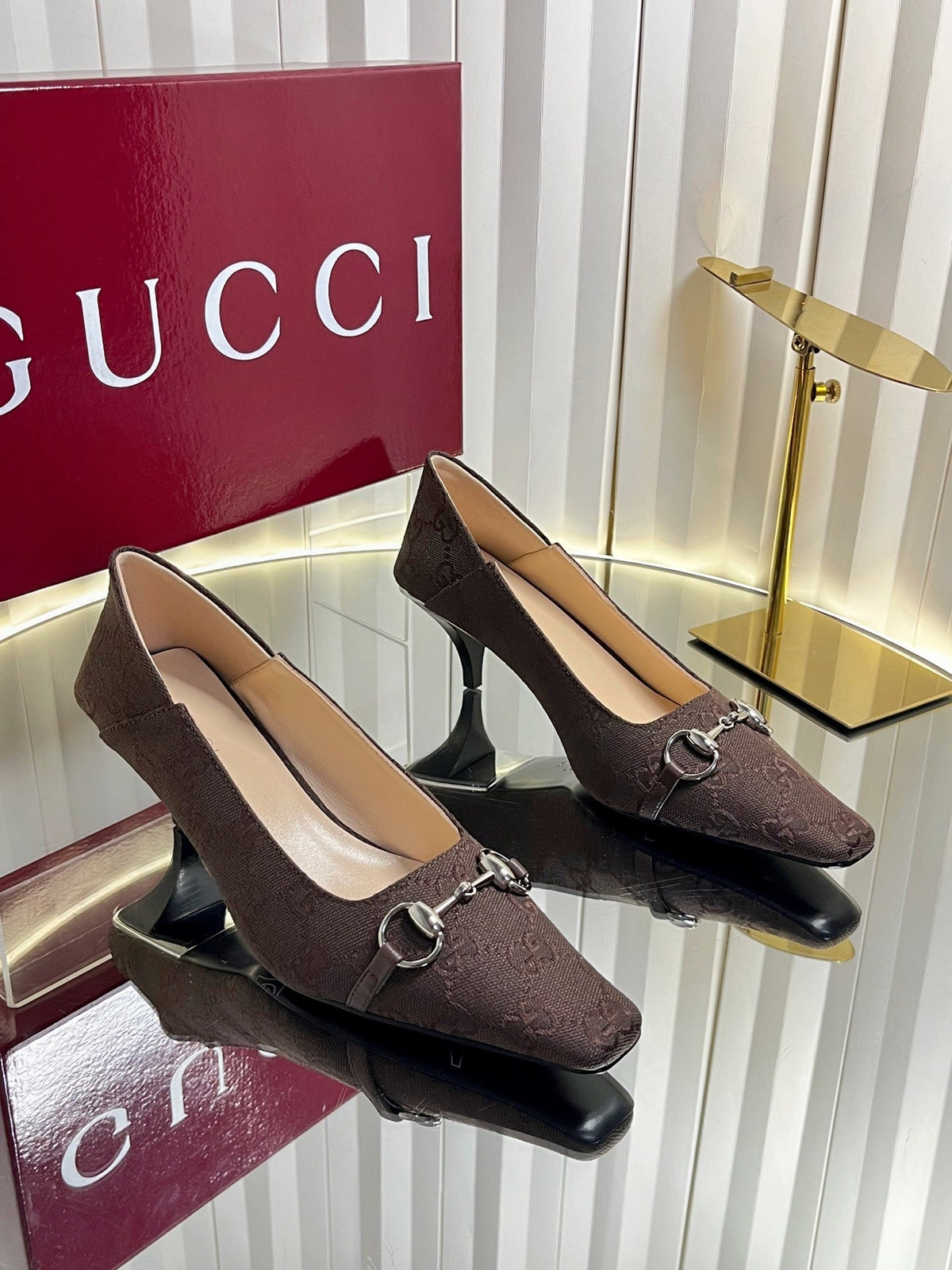Gucci 2026 GG Vittoria Pumps 60mm Canvas Leather 768134