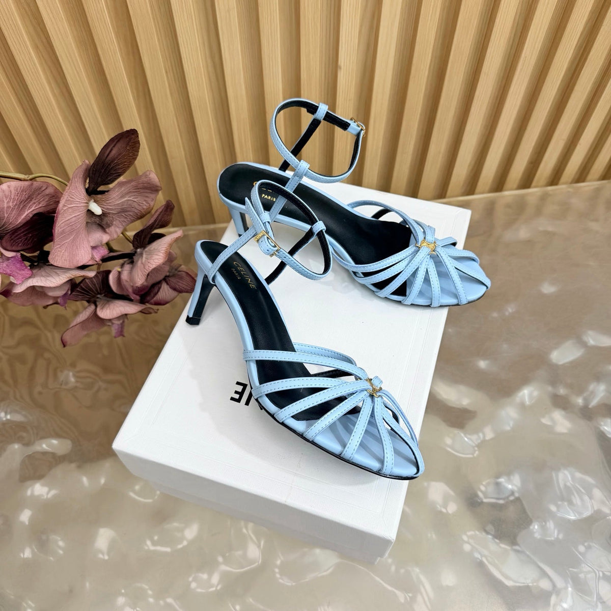 Celine 26 Triomphe Sandals 60mm Lambskin 716975