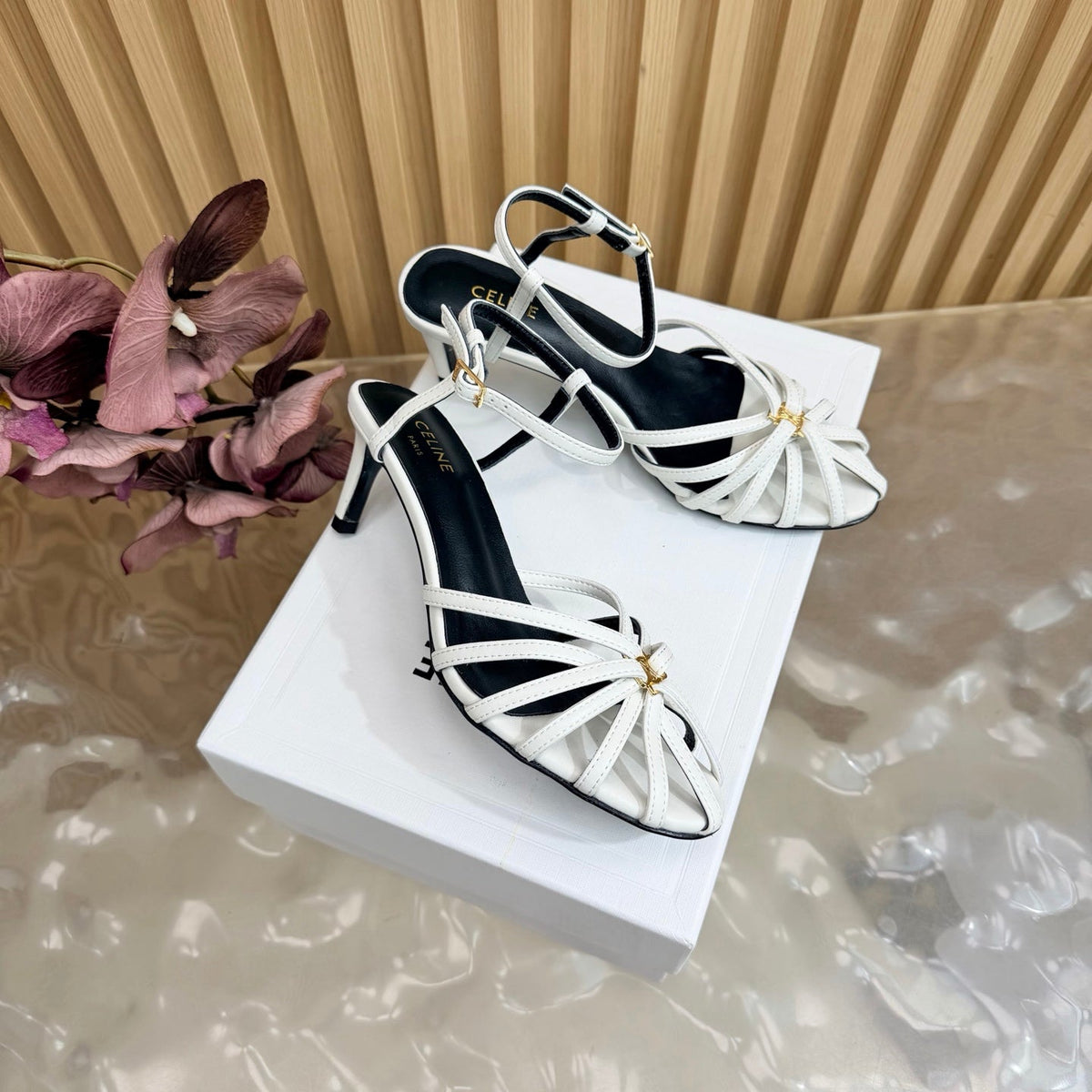 Celine 26 Triomphe Sandals 60mm Lambskin 716975