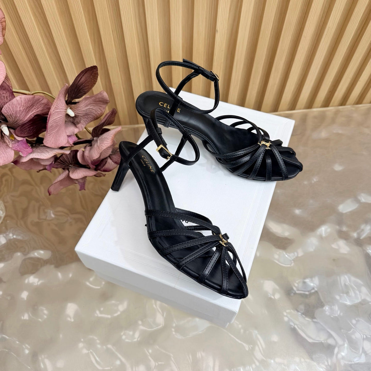 Celine 26 Triomphe Sandals 60mm Lambskin 716975