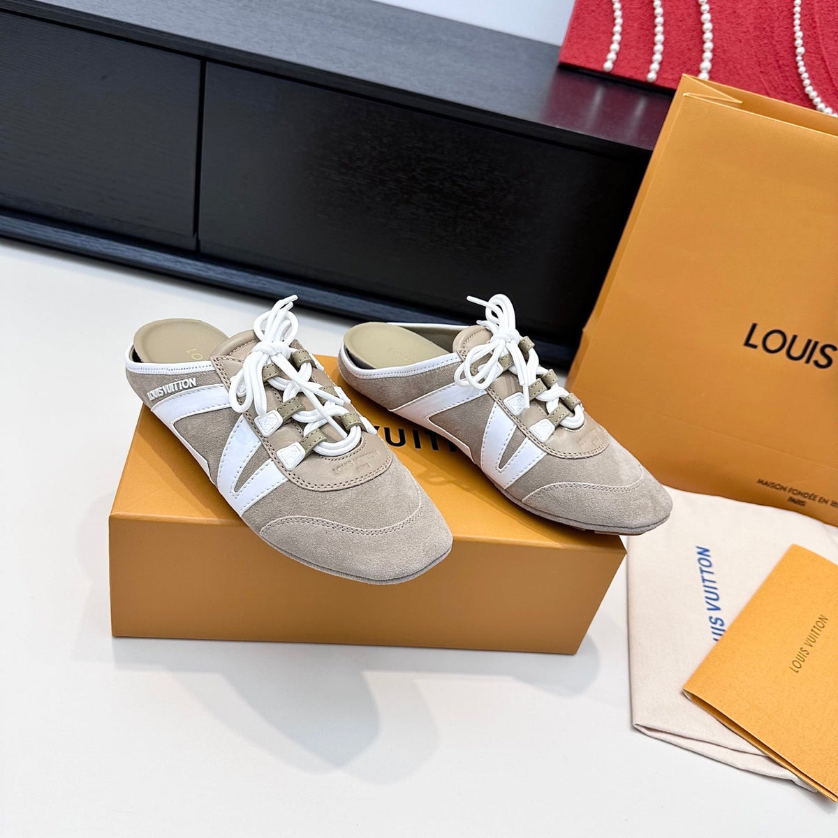 Louis Vuitton 2026 Sneakerina Open-Back Slip-on Suede Leather 786946
