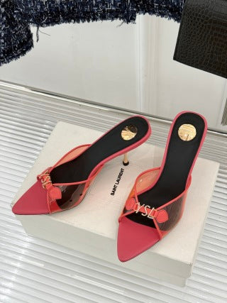 YSL 2026 Jerry Heeled Mules 65mm TPU X Rhinestones 786311