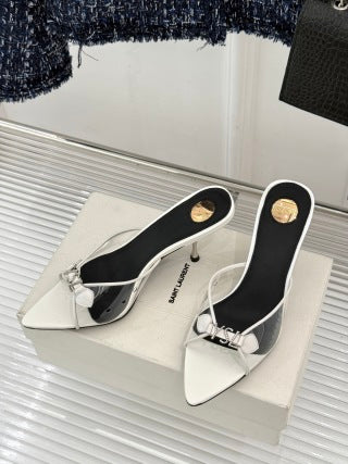 YSL 2026 Jerry Heeled Mules 65mm TPU X Rhinestones 786311