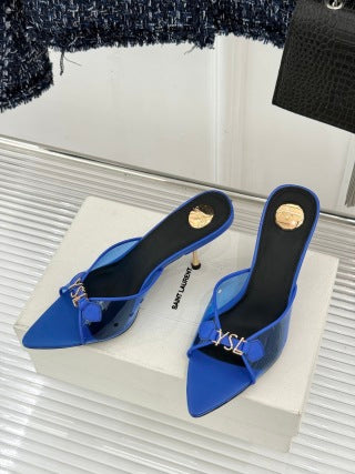 YSL 2026 Jerry Heeled Mules 65mm TPU X Rhinestones 786311