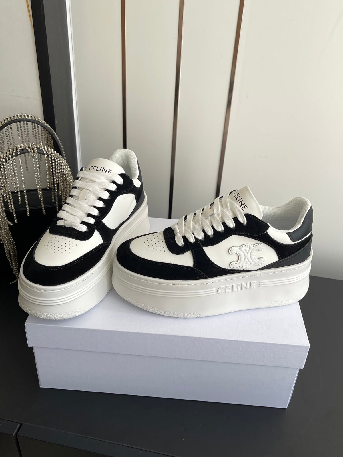 Celine 2026 Block Wedge Sneaker Suede Cowhide 847806