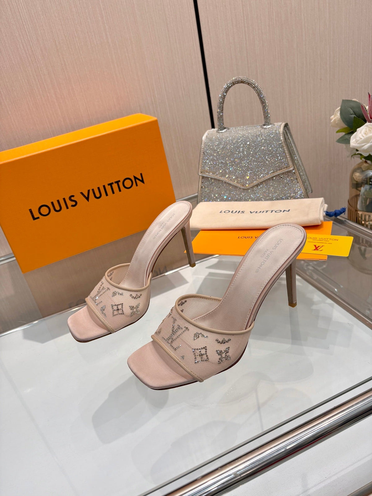 Louis Vuitton 2026 Mules 90mm Mesh Sheepskin 803145