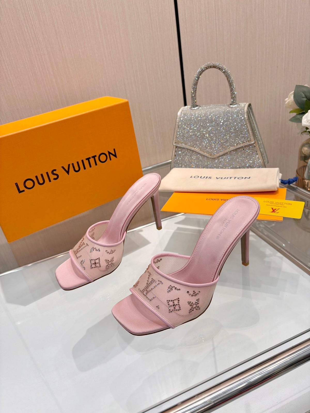 Louis Vuitton 2026 Mules 90mm Mesh Sheepskin 803145