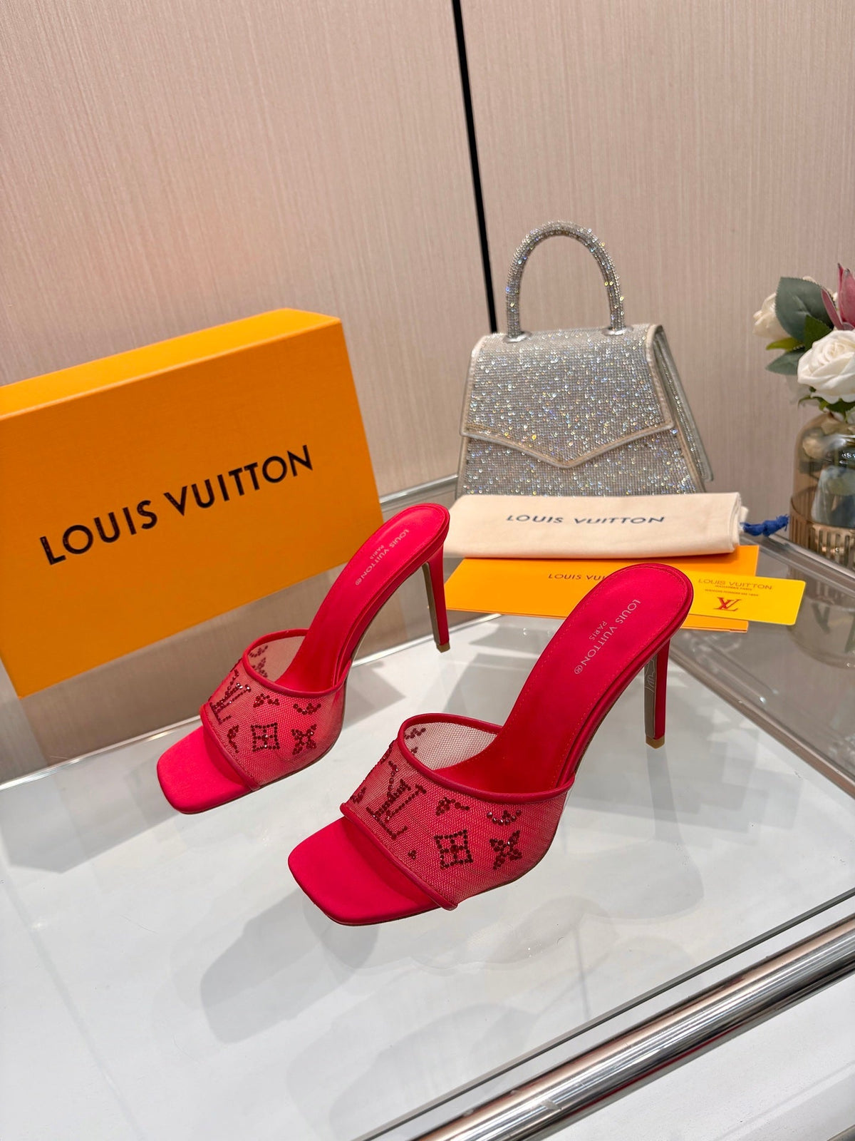 Louis Vuitton 2026 Mules 90mm Mesh Sheepskin 803145