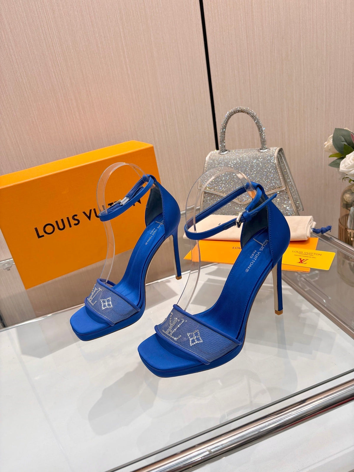 Louis Vuitton 2026 High Heel Sandals 110mm Mesh Silk 803155