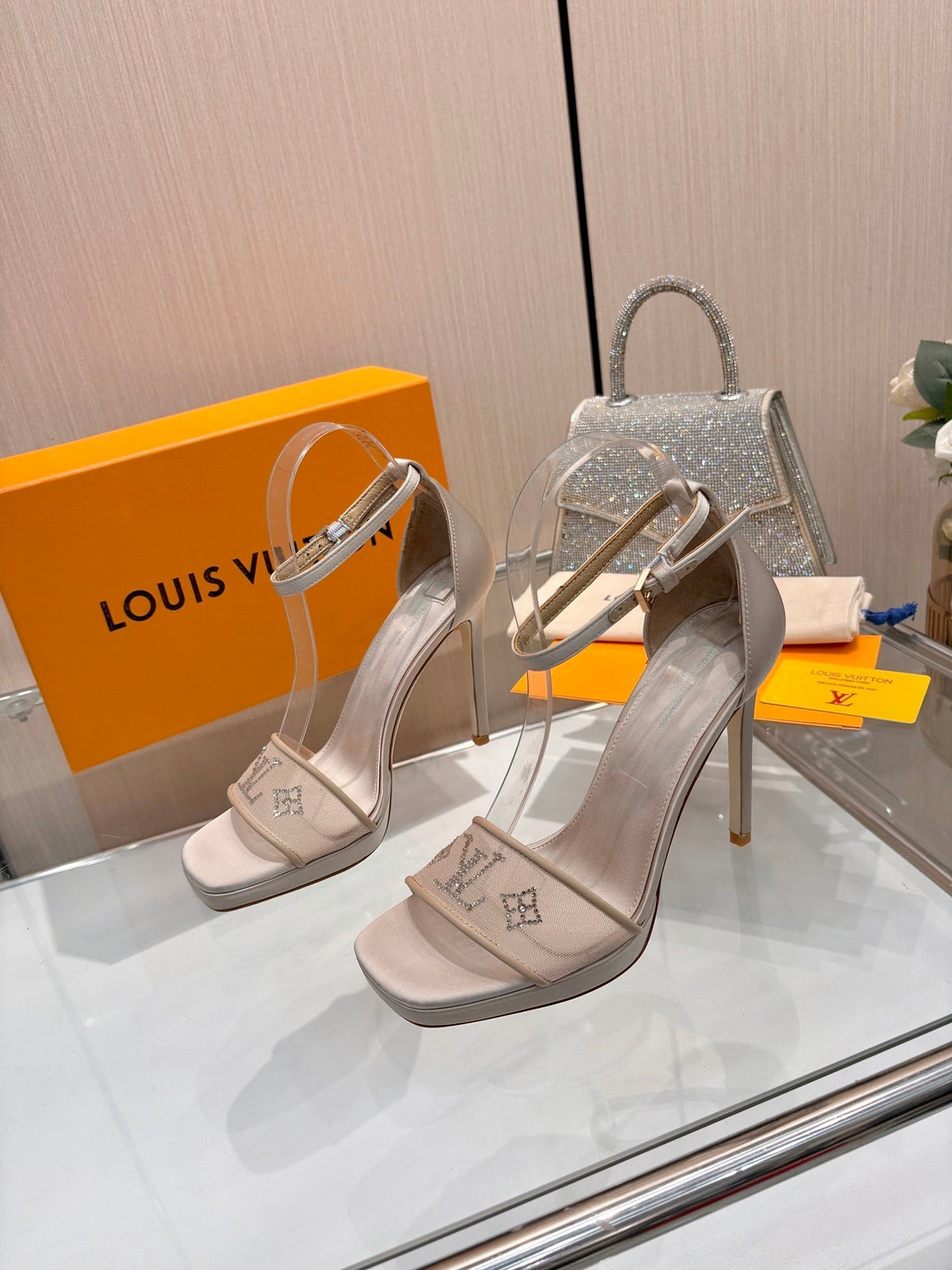 Louis Vuitton 2026 High Heel Sandals 110mm Mesh Silk 803155