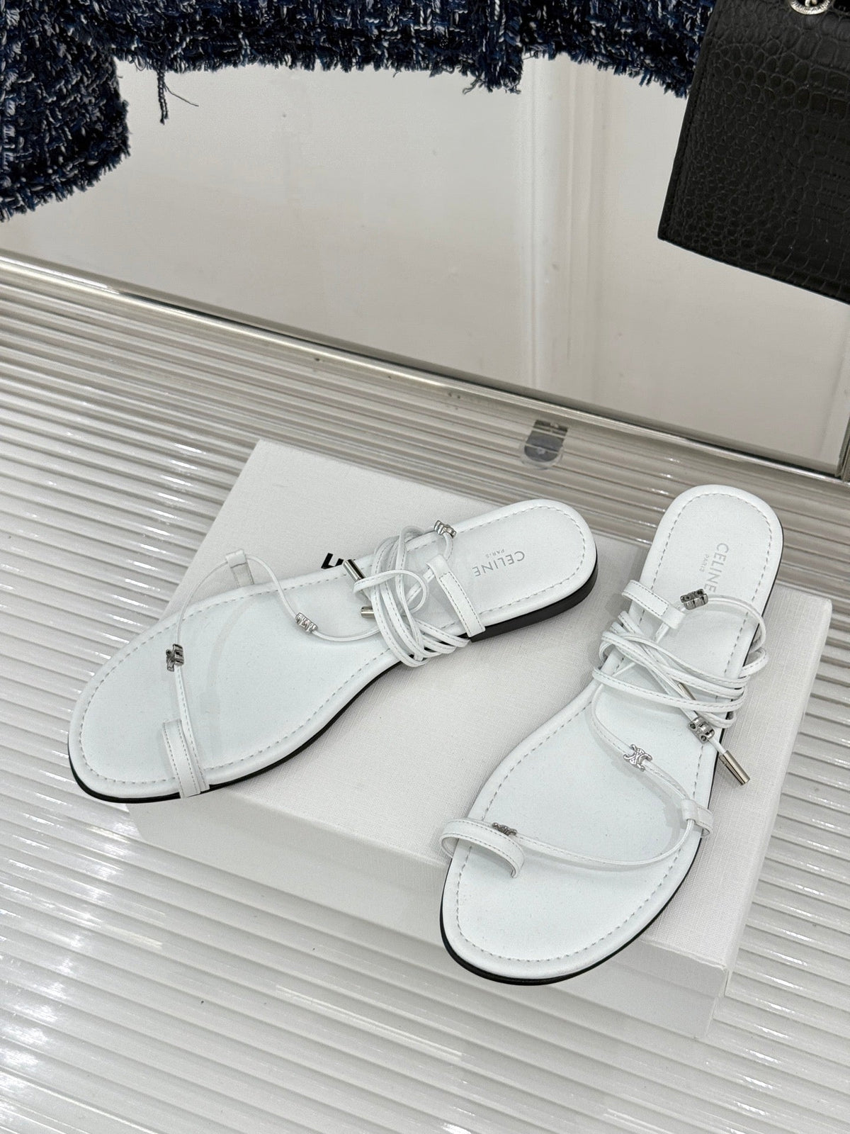 Celine 2026 Flat Sandals Leather 885697