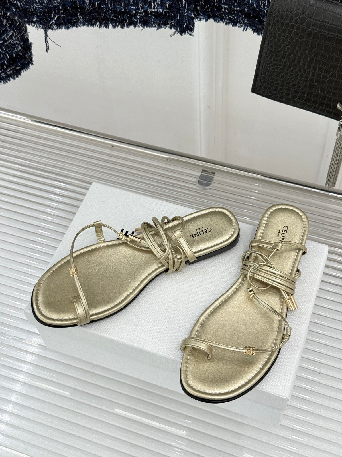 Celine 2026 Flat Sandals Leather 885697