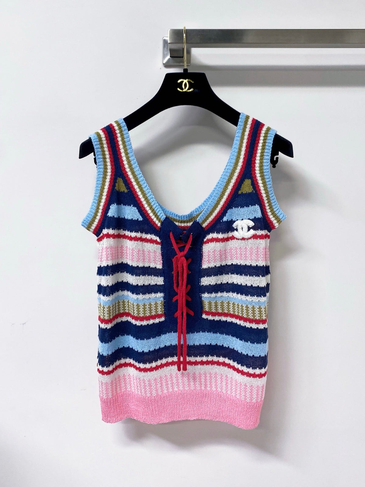 Chanel 2026 Knit Tank Top V-neck Cotton 479947