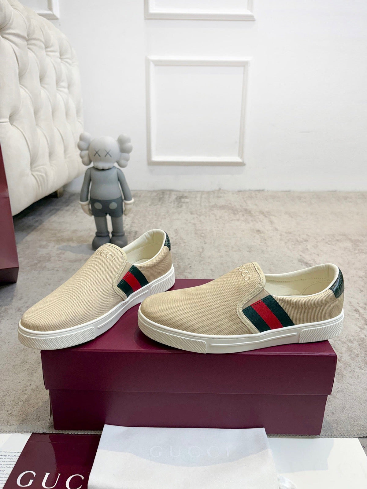 Gucci 2026 Slip-on Loafers Canvas Leather 929233