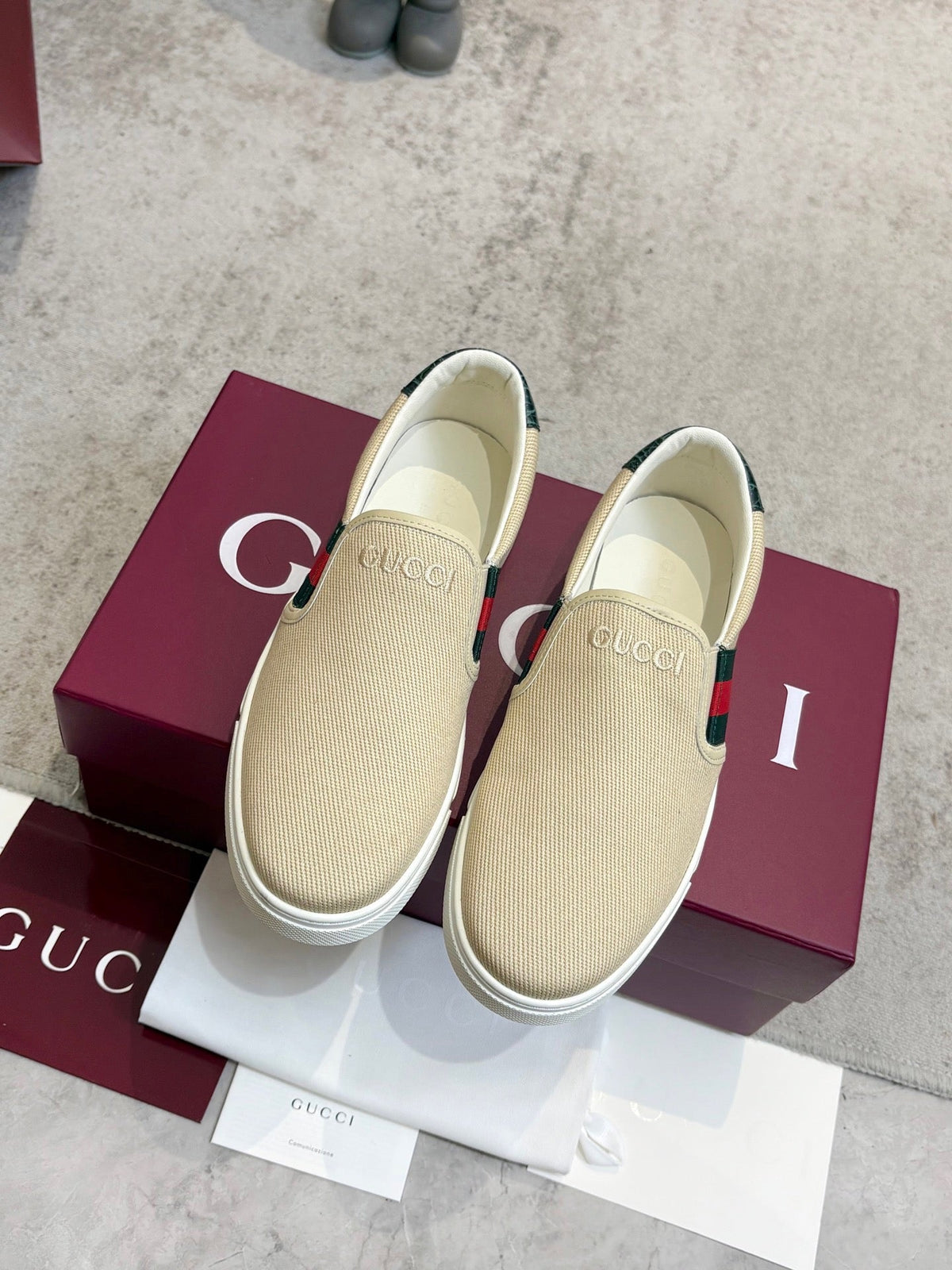 Gucci 2026 Slip-on Loafers Canvas Leather 929233