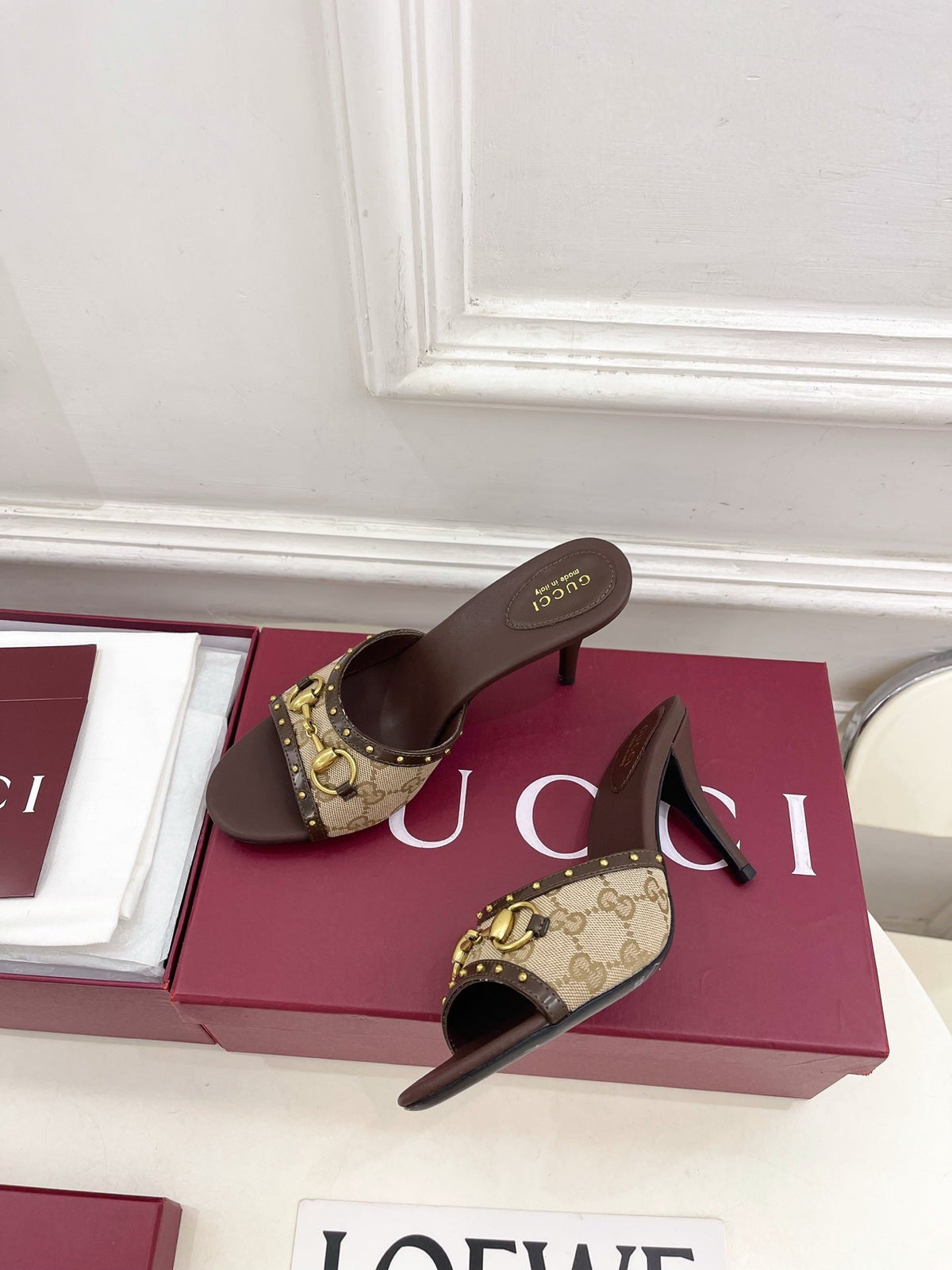 Gucci 2026 Horsebit Studded Sandals Canvas 946538