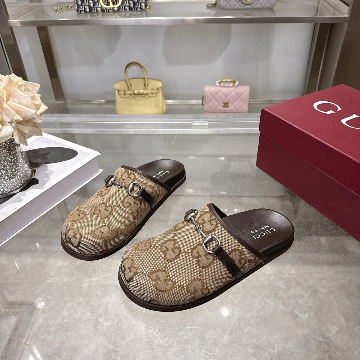 Gucci 2026 Men's Princetown Mule Suede Canvas 938376