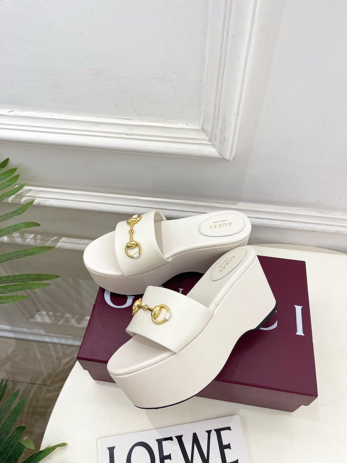 Gucci 2026 Wedge Platform Sandals 80mm Canvas Leather 946548