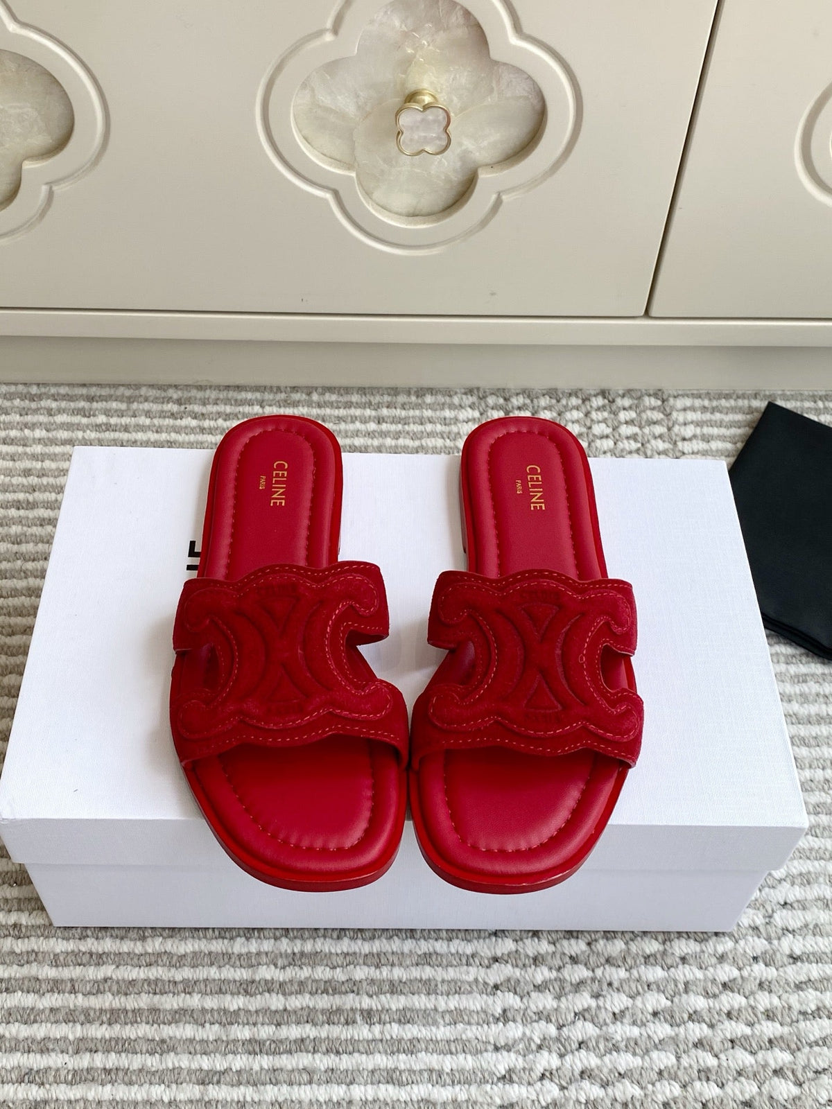 Celine 2026 Marina Triomphe Sandals Suede 955752