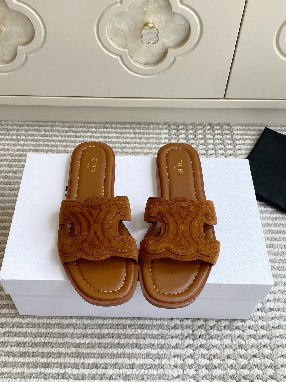 Celine 2026 Marina Triomphe Sandals Suede 955752