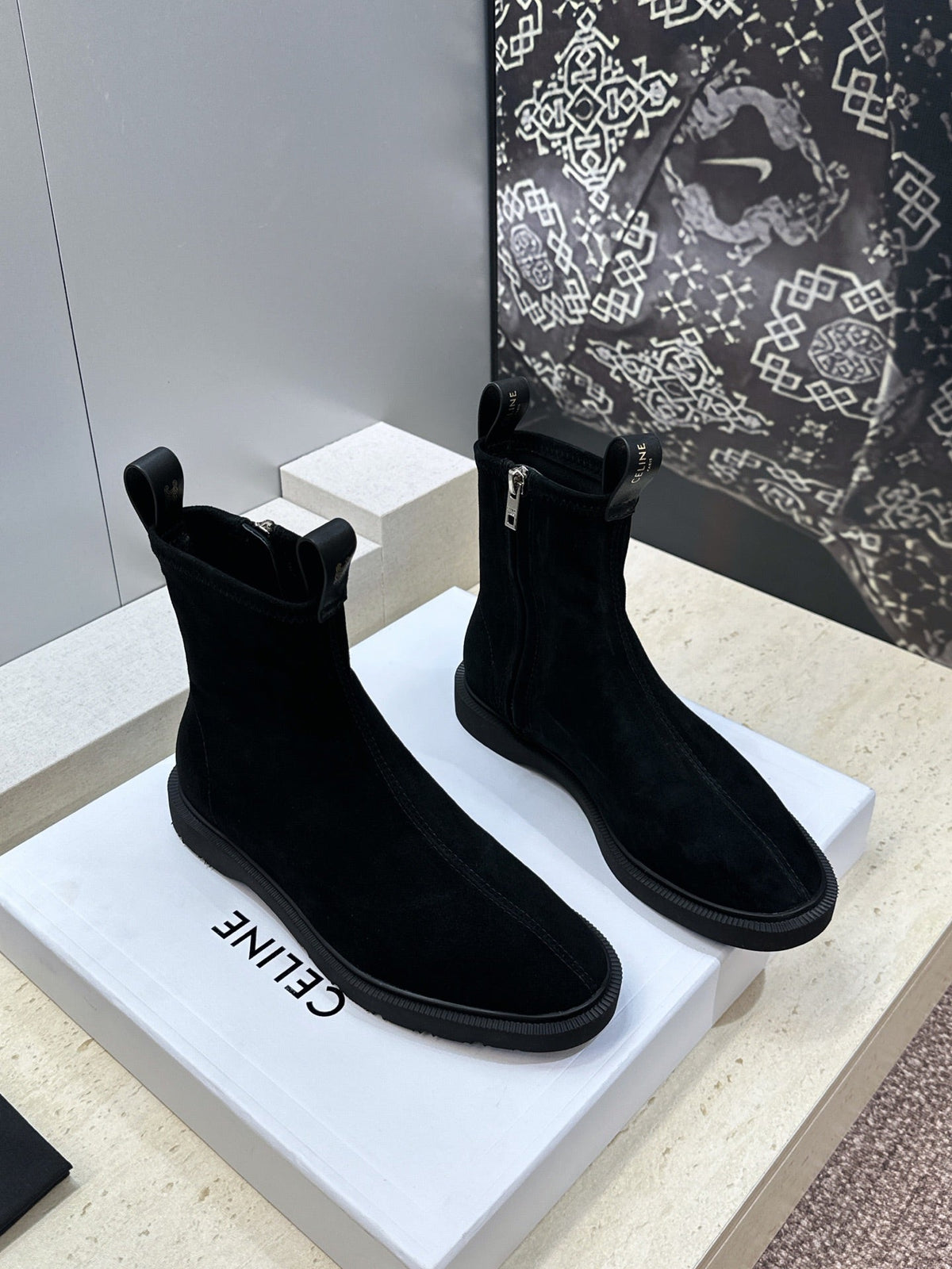 Celine 2026 Flow Zipped Boots Suede Sheepskin 959436
